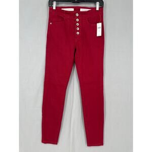 Anthropologie Pilcro Letterpress Jeans 26 Red Wine High Rise Skinny Stretch
